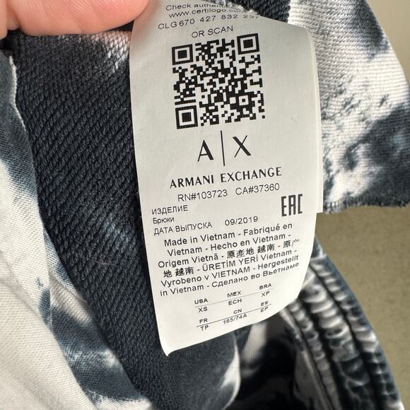 Armani Exchange Tie Dye Jersey Black 7" Shorts US Men's XS - Picture 5 of 7